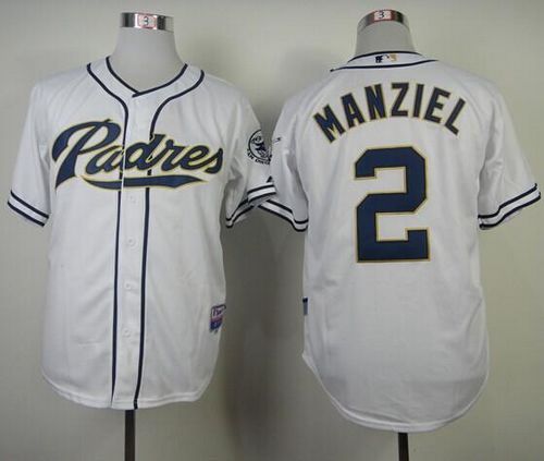 Padres #2 Johnny Manziel White Cool Base Stitched MLB Jersey